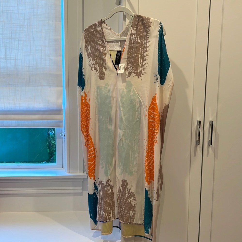 NWT Zero + Maria Cornejo Short Sleeve Silk Brushstroke Dress Size 6